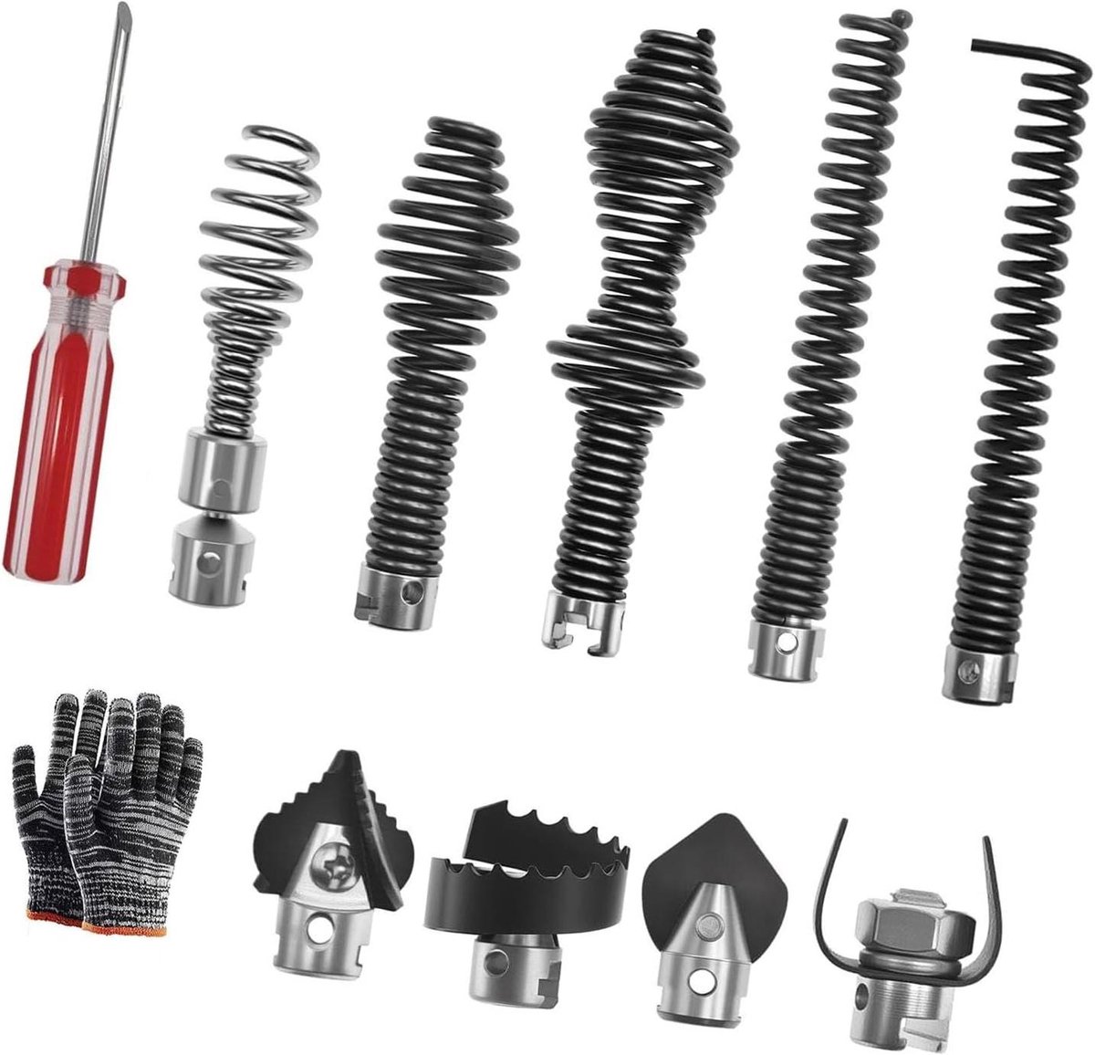 Pijpreiniger Slangenset - Afvoer Ontstopper - Verstopte Afvoer - Duurzaam Staal - 16 mm - Zwart