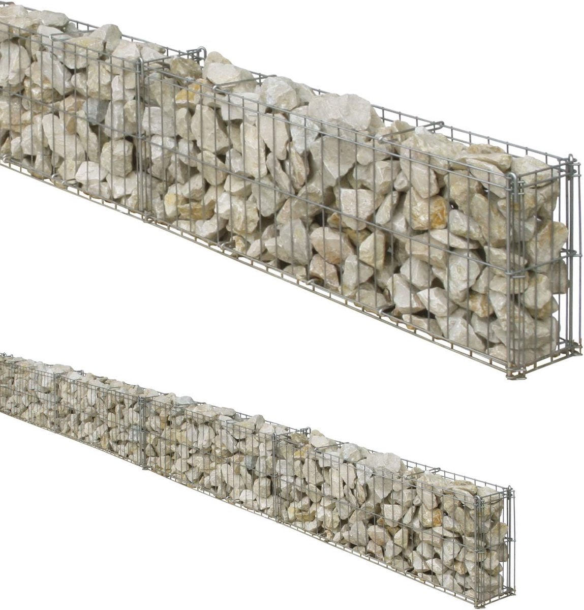 Bellissa wall grid set - verstelbaar gabion gaas voor schanskorf border - verzinkt staal met zink-aluminium - 464 x 10 x 20 cm
