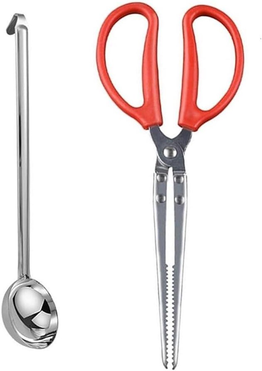 Haard Tang en Schep - Gietijzeren Gereedschap Set - Buiten Verwarming Beheer - Twee-in-één Functionaliteit - 28 cm - Zwart