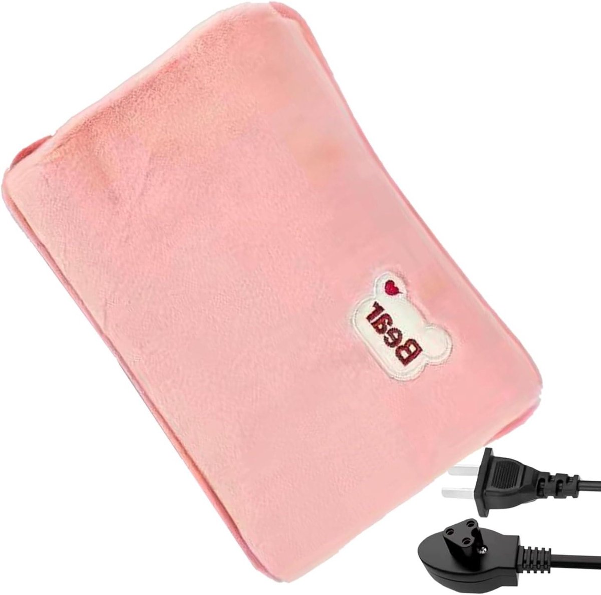 Elektrische Warmwaterkruik - Oplaadbare Handwarmer - Warmte en Comfort - Zachte Konijnenbont Hoes - 25 x 17 cm - Grijs