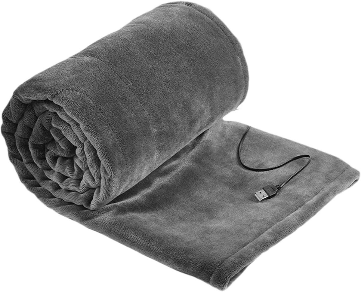USB Verwarmde Deken - Elektrische Sjaal - Warm Blijven - Drie Warmtestanden - 150 x 85 cm - Grijs