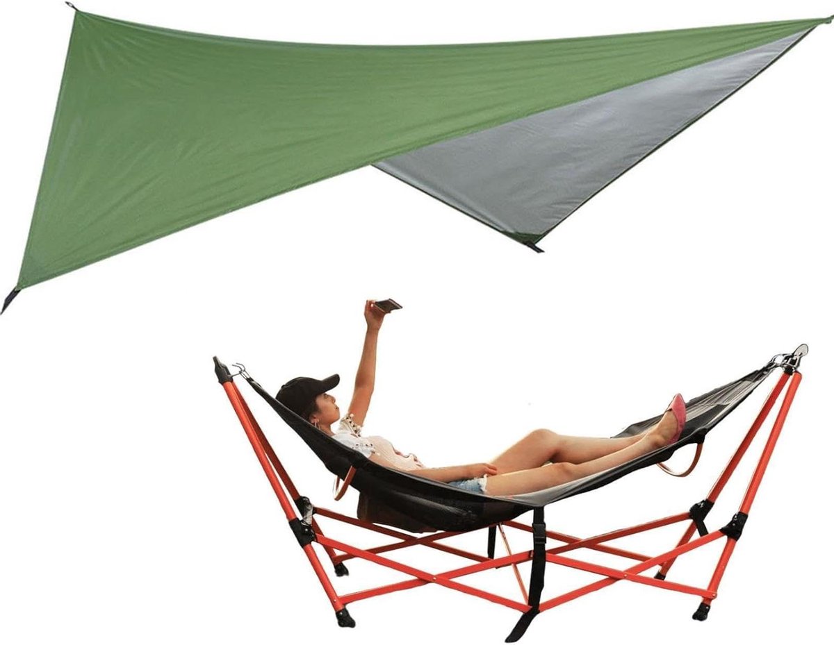 Regenzeil Tentzeil - Kampeerzeil Hangmat - Outdoor Bescherming - Weerbestendig Scheurvast - 255 x 159 m - Groen