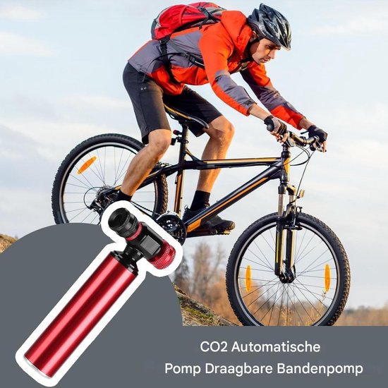 Fietspomp Voor Banden - Draagbare Fietspomp - Onderweg Banden Oppompen - Universeel Ventiel Compatibel - Compact Ontwerp - Zwart en Rood — afbeelding 4