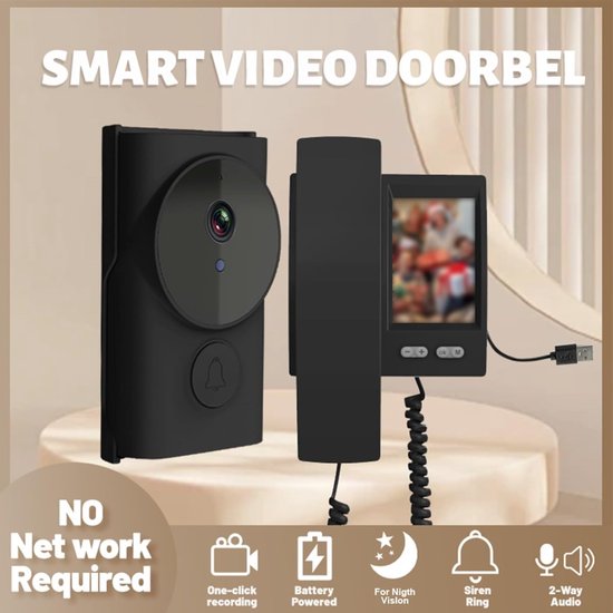 Videodeurbel intercom - Draadloze intercom set - Veilige huiscommunicatie - Directe verbinding geen wifi van Merkloos — afbeelding 3
