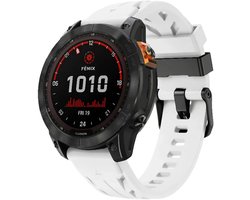 Strap-it Siliconen 'Race' bandje geschikt voor Garmin Fenix 9 (Pro) 51mm / Fenix 8 (Pro) 51mm / Garmin Fenix 7x (Pro - Sapphire Solar) / Fenix 6x (Pro - Sapphire) / Fenix 5x (Plus) / Fenix 3 / Epix Pro (Gen 2 - 51mm) / Enduro 1-2-3 - Wit