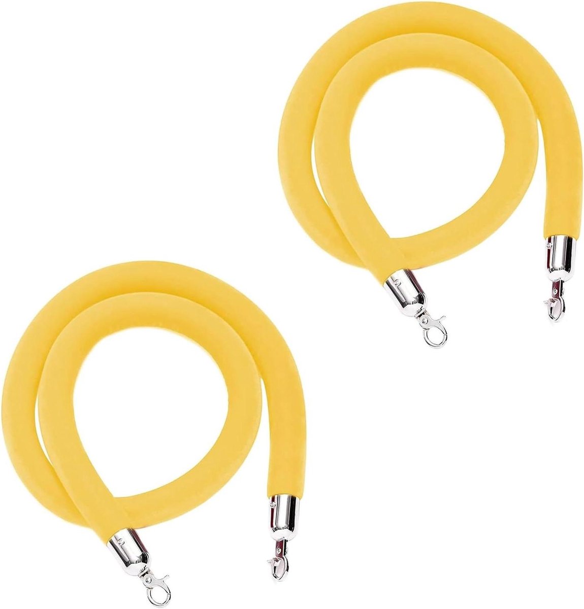 dik touw， Touwveiligheidsbarrière met zilveren haken, wachtrijbarrièretouw for tapijtevenementen, 3,2 cm(Yellow,2M)