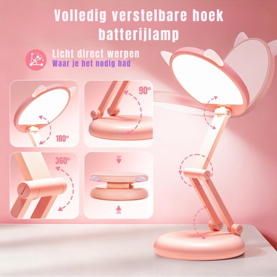 QUOVO® Bureaulamp Kinderkamer - Bureaulamp Roze - Tafellamp Kinderkamer - Roze - 16cm x 7cm x 16cm van QUOVO® — afbeelding 2