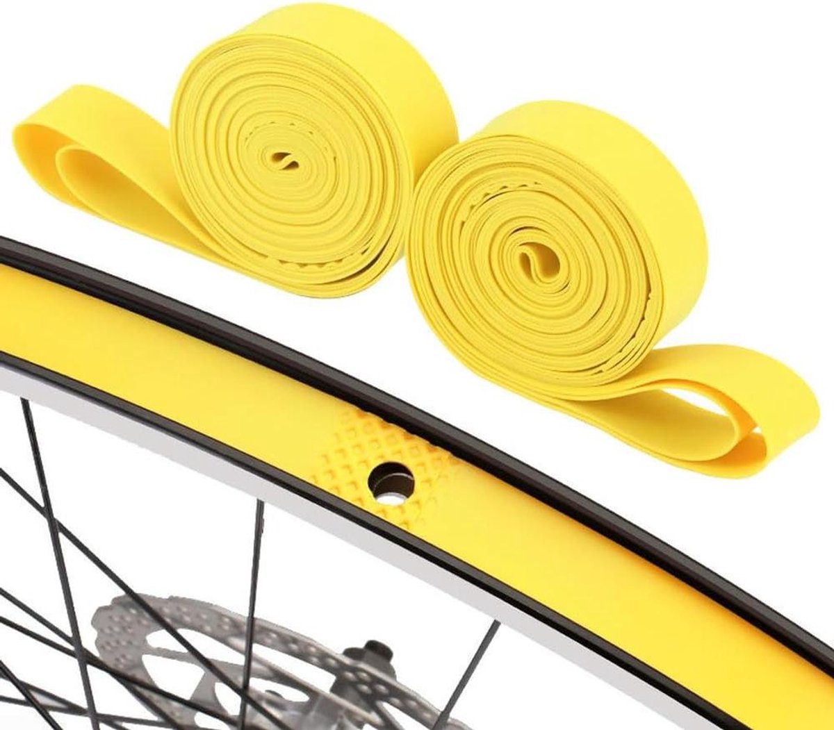 Fiets Velgtape - Velgstrip Anti-lek - Fietsband Beschermen - PVC Hoge Dichtheid - 2-Pack 700Cx18 - Geel