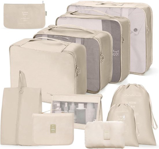 Reisorganizers Koffers - Pakblokken Kleding - Koffers Inpakken - 11-Delige Set - Verschillende Maten - Transparant