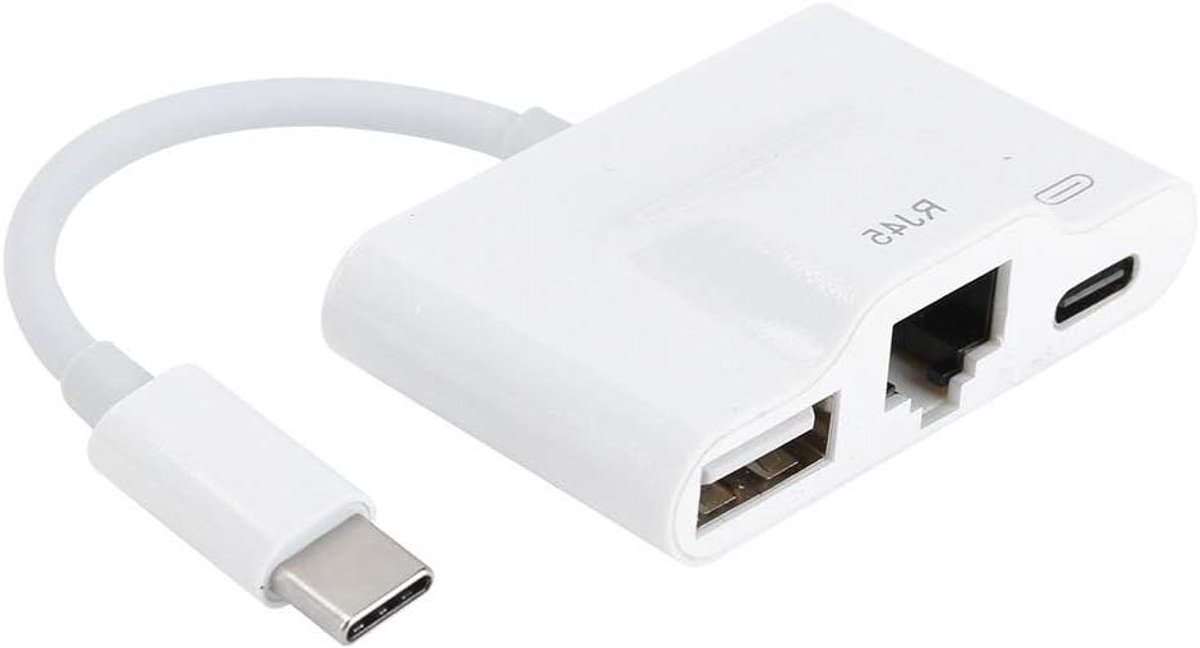 Netwerkadapter - USB C Hub - Internet Verbinding - Gigabit Ethernet - 90 Mbit/s - Zwart