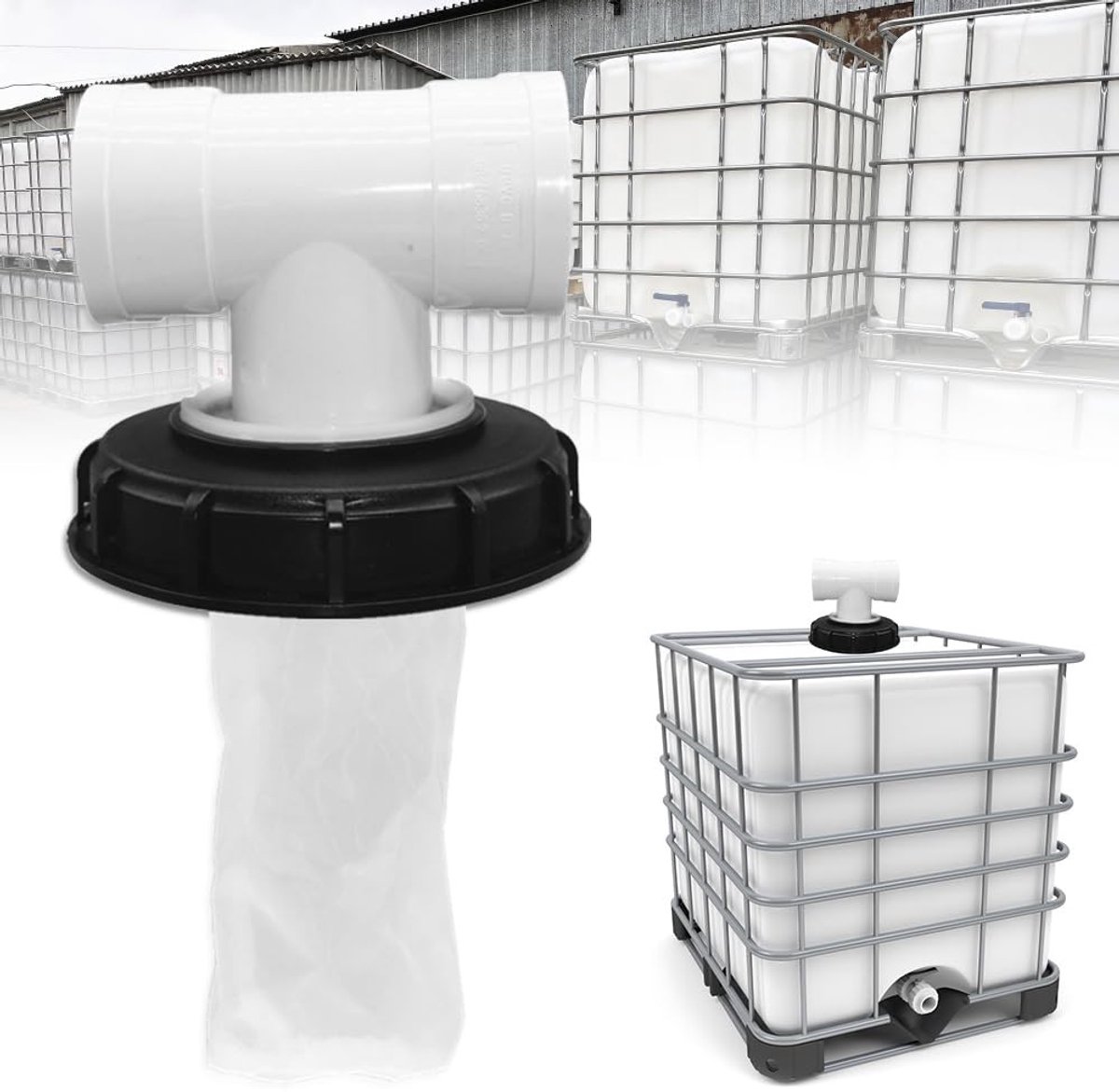 Dailygoods- Dekselfilter 163 mm - Nylon Waterfilter - IBC Tankfilter - Uitwasbaar - Scheurvast - Geschikt voor Grof Vuil - Regenwaterfilter