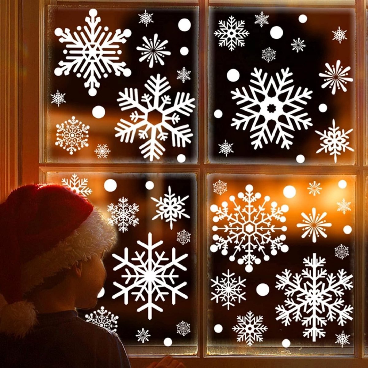 Dailygoods- Kerststickers 88 Stuks - Raamdecoratie zonder boren - Herbruikbare Raamdecoratie - Waterdicht PVC - Sneeuwvlokken - 25 x 35 cm