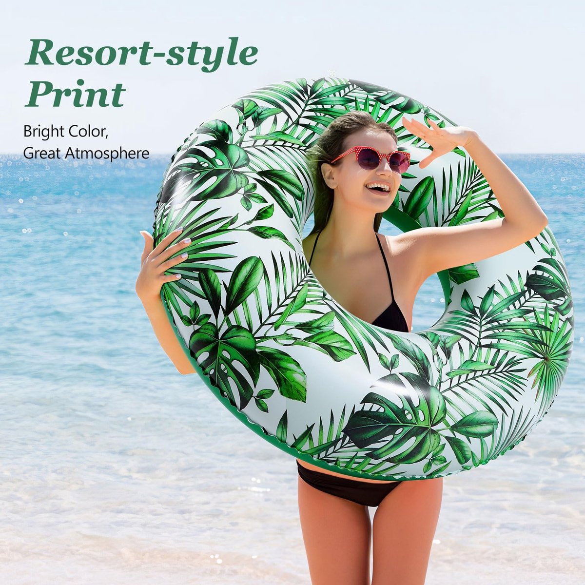 Dailygoods- Zwemband - Inflatable Zwemband met Bladontwerp - Zwembad Speelgoed - Zwemring voor Volwassenen - PVC Materiaal - 107 cm Diameter – foto 6