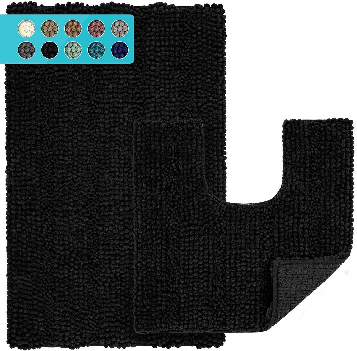 Dailygoods- Badmatset Antislip - 2 Stuks - Douchemat/Badmuts - Voetstukmat - Machinewasbaar - Microvezel - 51 x 81 cm + 51 x 51 cm - Badmat