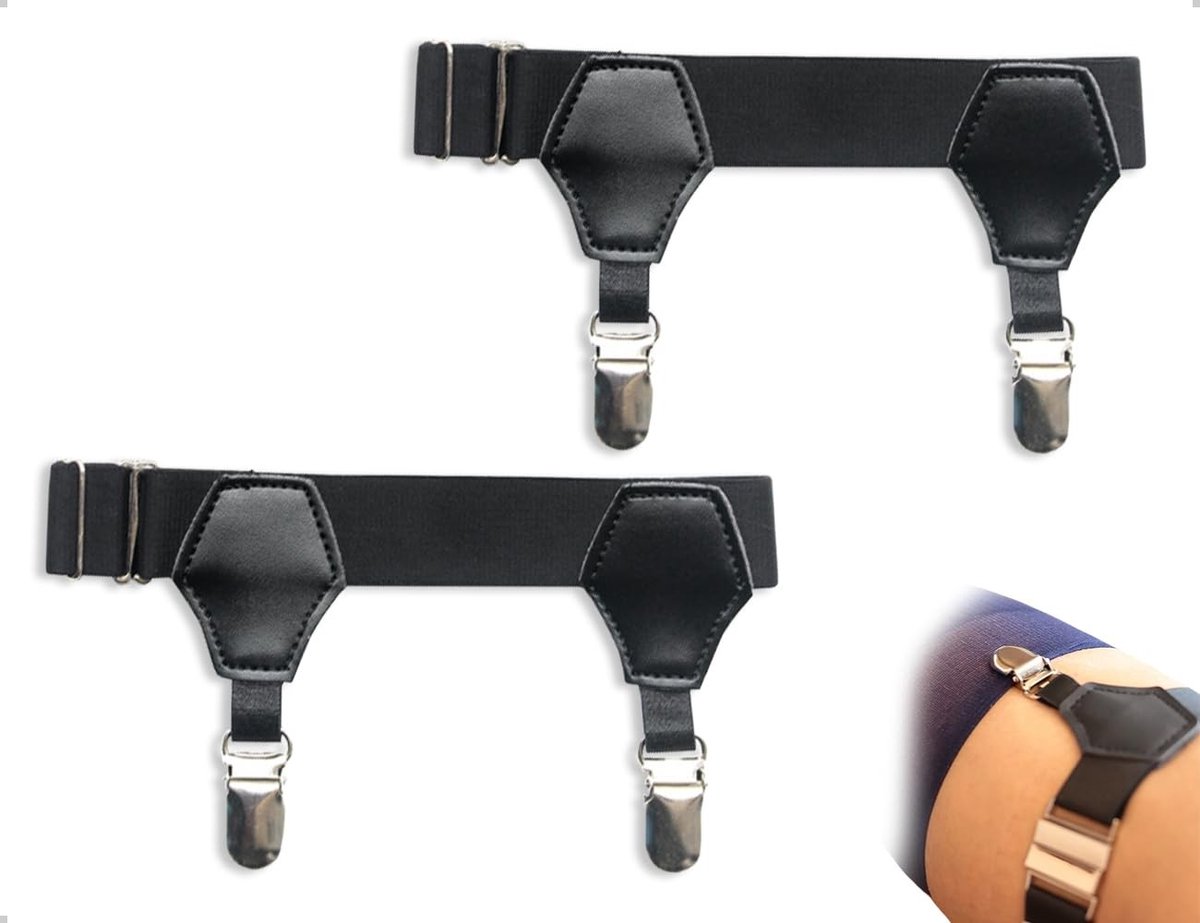 Dailygoods- Sokkenhouder Verstelbaar - Kousenband - Antislip Clips - Zwart - Duurzaam Nylon - Elegant Ontwerp