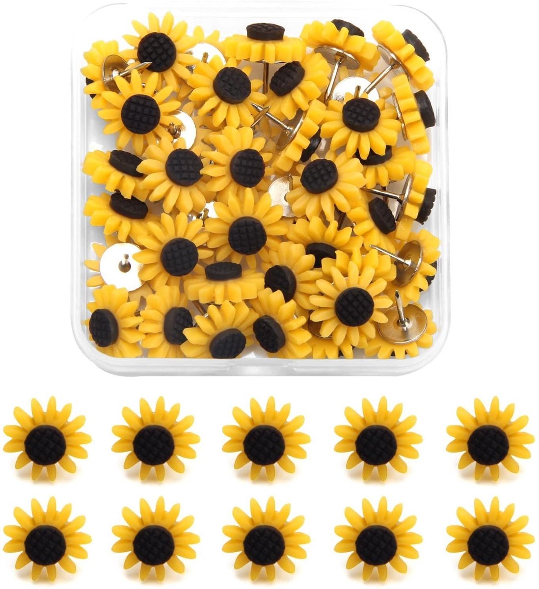 40Pcs Pins Zonnebloem Push Pins Kleurrijke Leuke Pushpins Voor Foto Muur Kurk Board Bulletin Board Thuis Muur Patroon Decoraties