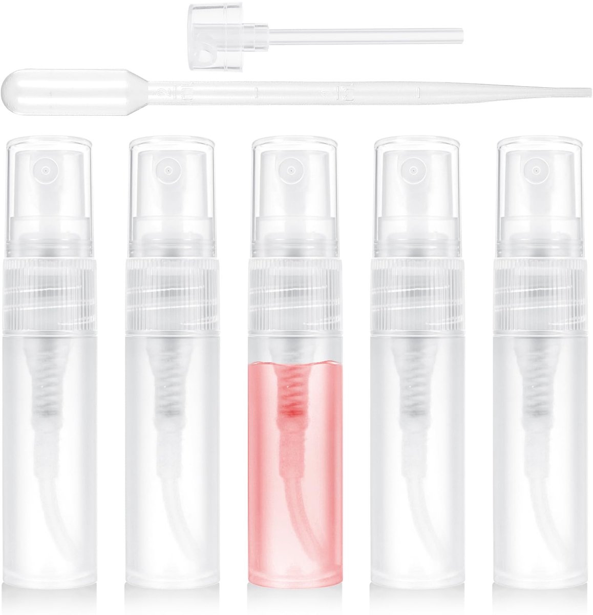 Dailygoods- Parfumverstuiver 5 Stuks - Navulbaar 5 ml - Draagbare Spuitflessen - Transparant Polypropeen - Compact voor Reizen - Lichtgewicht 40 g - Spuitfles