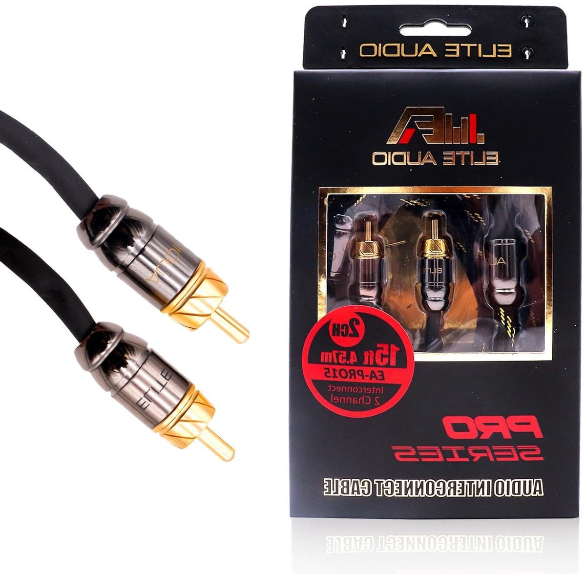 Audio RCA Kabel - Stereo Signaal Kabel - Muziek Streamen - Dubbele Afscherming - 4.5 Meter - Zwart