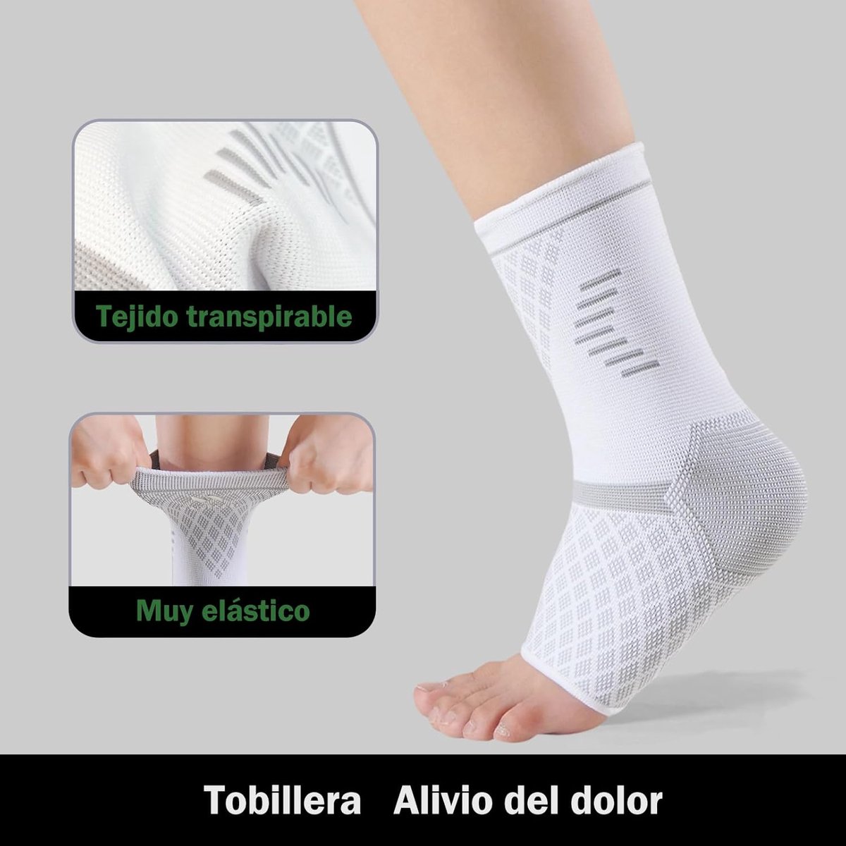 Enkelbandages Compressie - Enkelsteun Sokken - Sport Stabilisatie - Ademende Stof - 2 Stuks - Wit