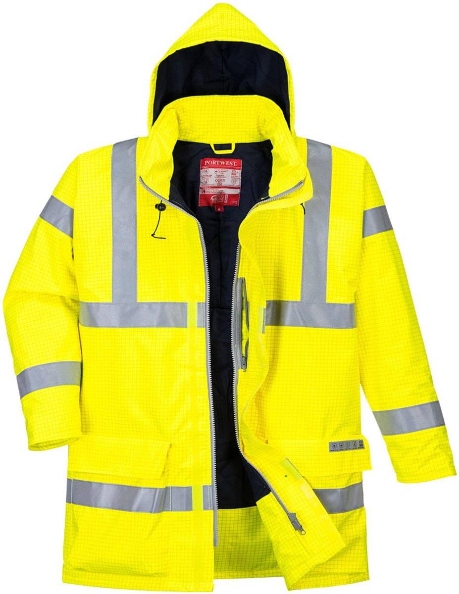 Portwest Bizflame Regen Hi-Vis Ademende en Antistatisch FR Jack S778 Geel