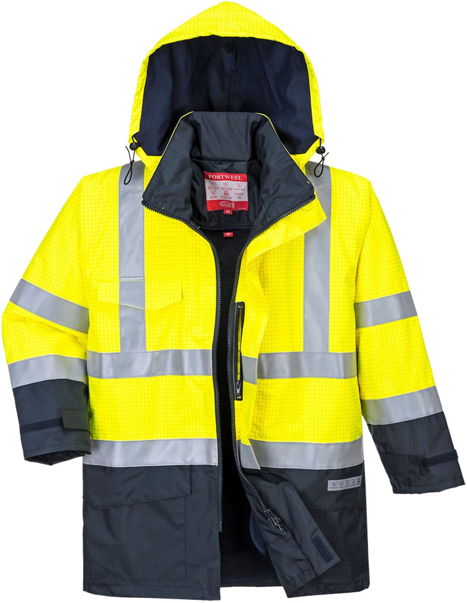 Portwest Bizflame Regen Hi-Vis Multi-Beschermend Jack S779 /Marine Geel