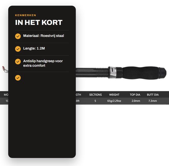Solidchoice - Dailygoody - Hengel - Visgereedschap - Compact en draagbaar - 1M - Mini-zeestok - Ideaal voor onderweg - Geschikt voor zeevissen van Solidchoice — afbeelding 3