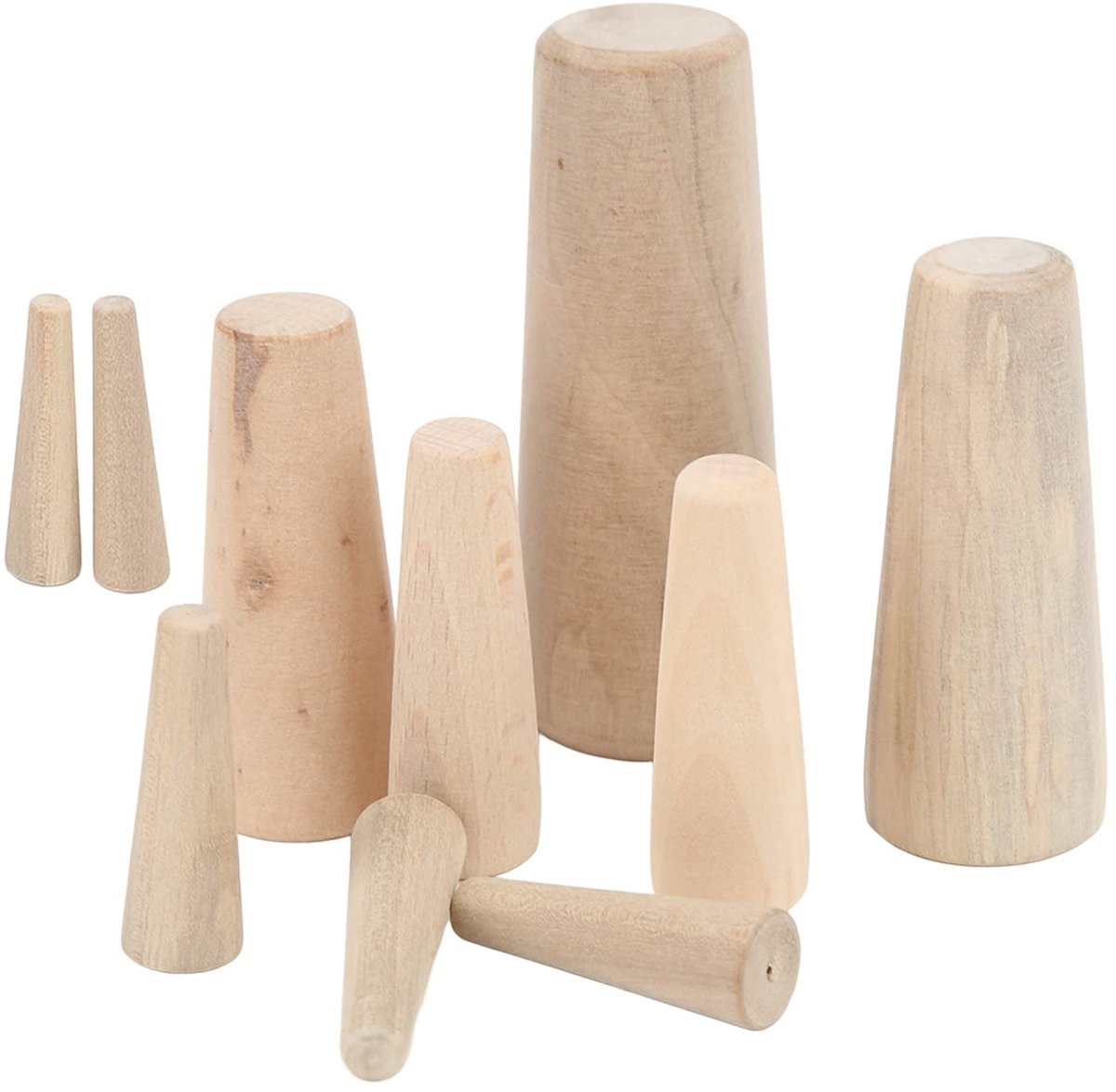 Dailygoods- Houten Pluggen Set 10 Stuks - Conische Houten Pluggen - Diverse Maten - Geschikt voor Boot/Yacht - Noodpluggen - Zacht Hout - Boothulpluggen
