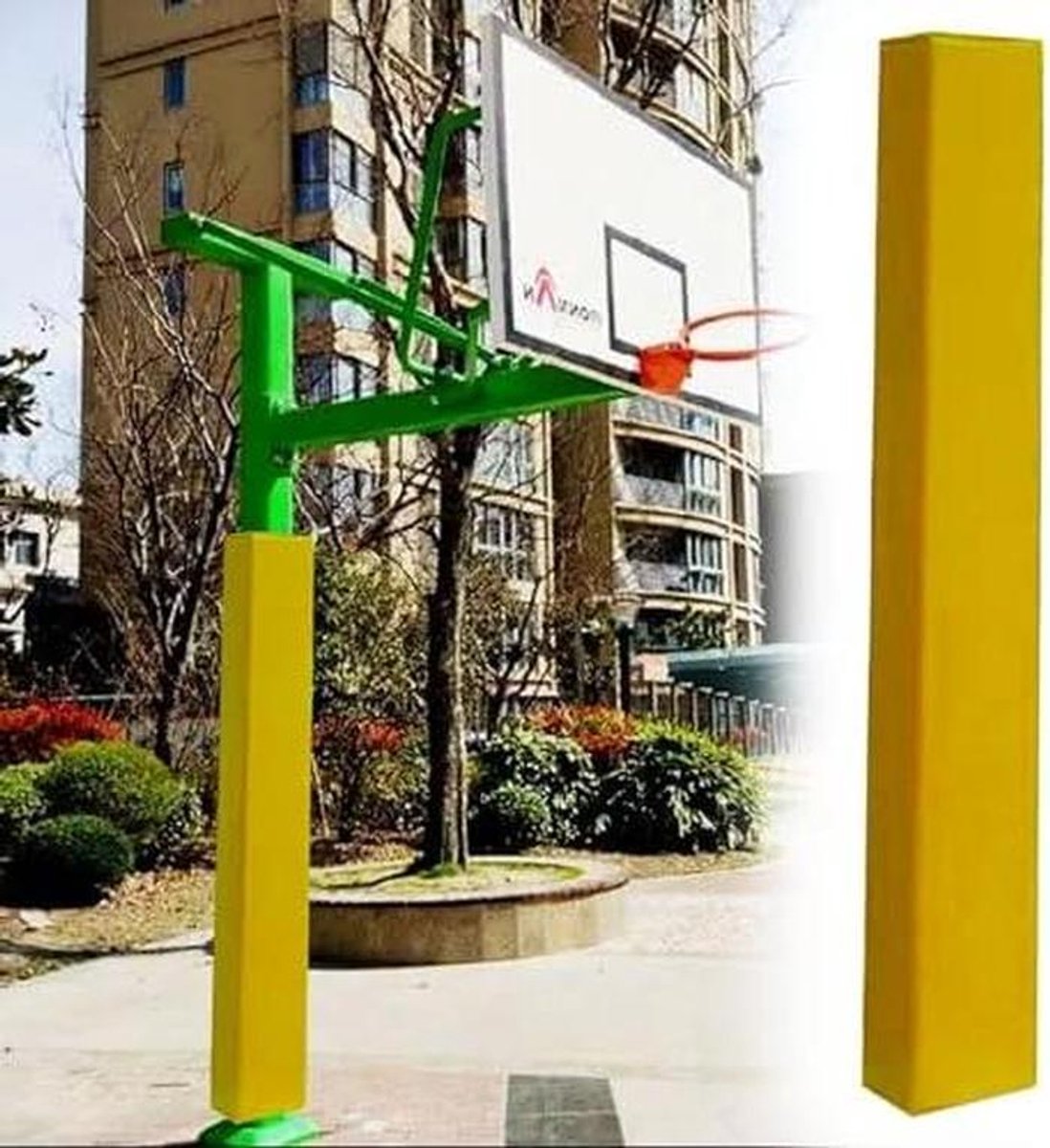 Paal Beschermhoes - Paalkussen Outdoor - Sport Veiligheid - Hoge Dichtheid Schuim - 183 cm Hoog - Geel