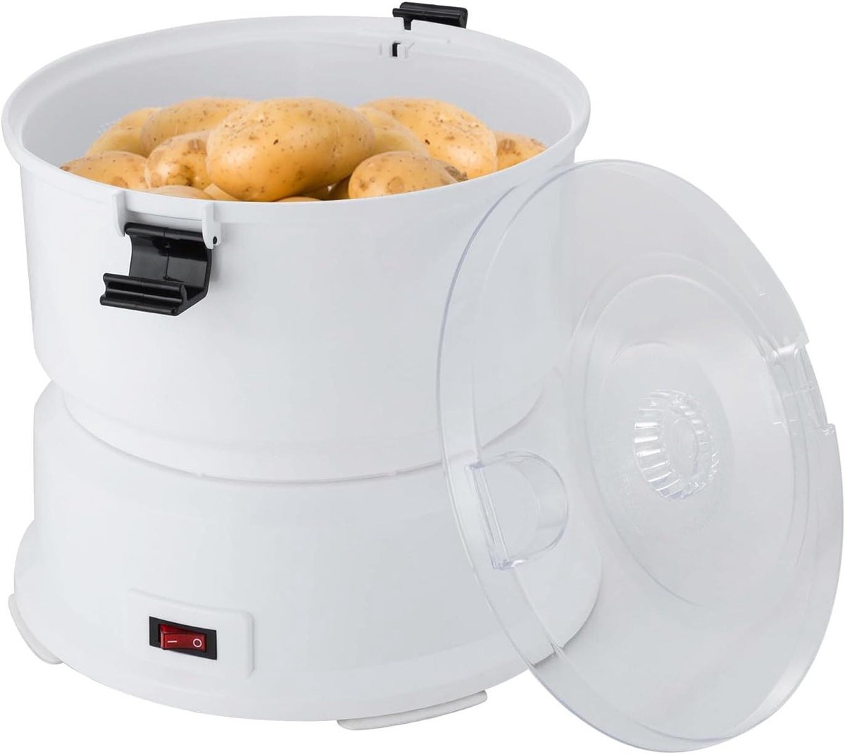 Elektrische Aardappelschilmachine - Automatische Dunschiller Keuken - Snel Groenten Schillen - 85W Koperen Motor - 0.8 kg Capaciteit - Wit