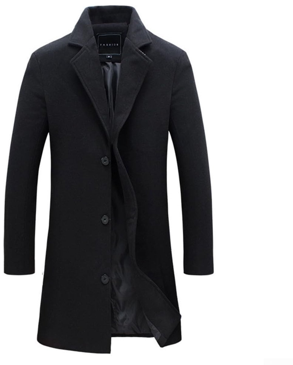 Dailygoods- Trenchcoat Heren Winter - Lange Jas - Revers - Enkele Rij Knopen - Polyester - Geschikt voor Herfst/Winter - Overjas