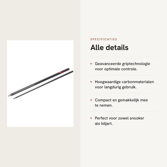 Dailygoods- Biljartkeu Hoogwaardige Carbon - 9 MM Keu - Lichtgewicht - Draagbaar - Duurzaam - Prestatie Grip Technologie - Pool Cue van Dailygoods — afbeelding 3
