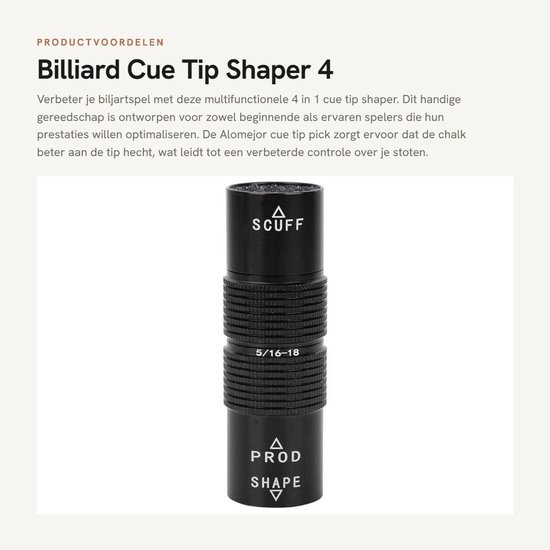 Dailygoods- Cue Tip 4 in 1 Tool - Biljart Tip Shaper - Snooker Tip Drukvorm - Aluminium Accessoire - Diameter 23 mm - Hoogte 70 mm - Biljarttool van Dailygoods — afbeelding 5