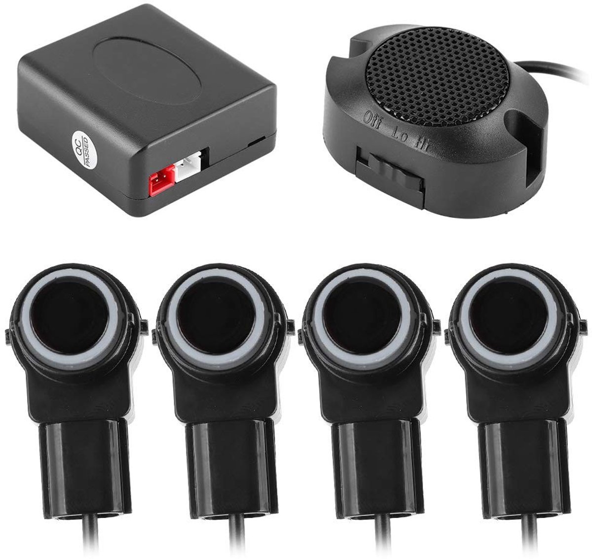 Dailygoods- Parkeerradarsysteem Draadloos - 4 Parkeersensoren - Geluidswaarschuwing >80dB - Ultrasone Frequentie 40KHz - Eenvoudige Installatie - Materiaal ABS