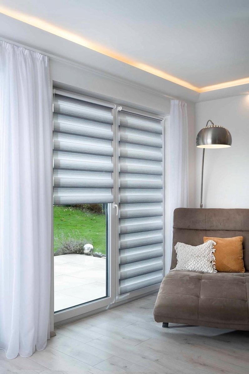 Dubbel rolgordijn - Klemfix raambekleding - Inkijk weren - Montage zonder boren - 35 x 150