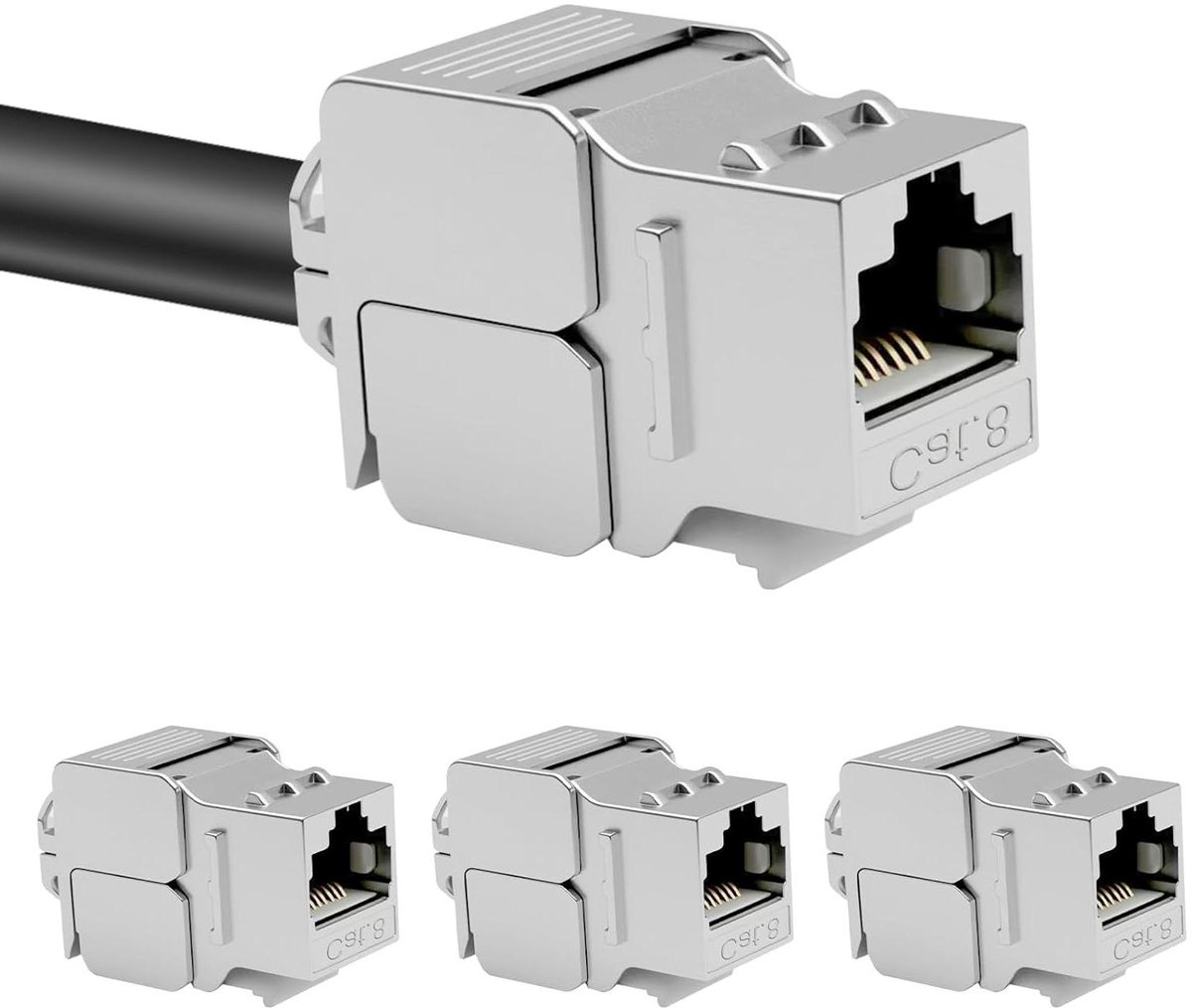 Keystone Modulen - RJ45 Jack - Netwerk Installatie - Toolless Montage - 4 Stuks - Zilver