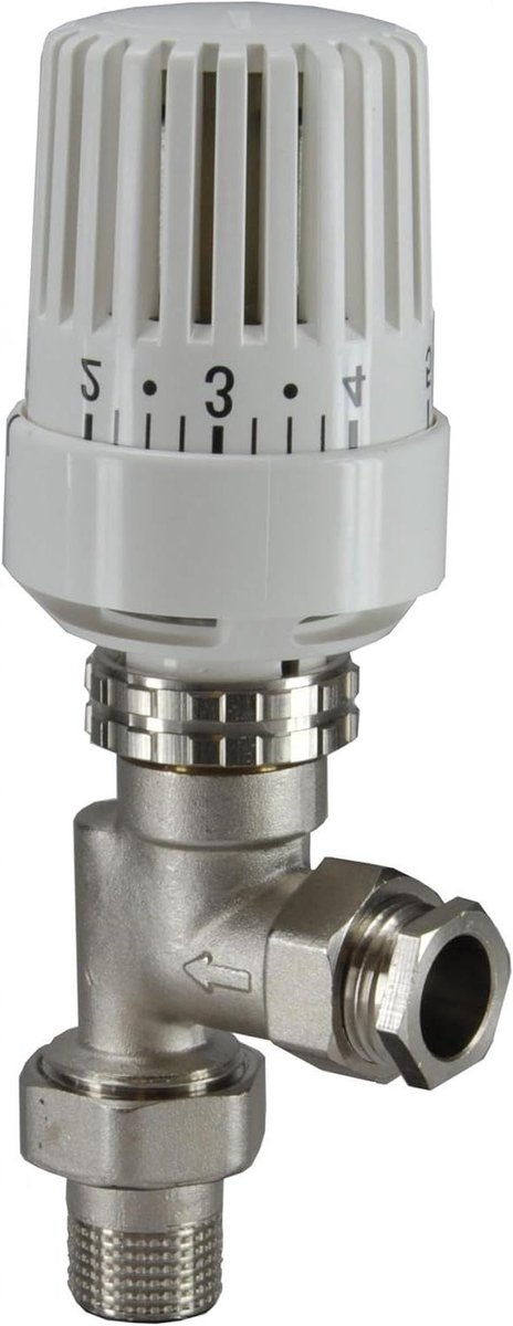 Thermostatische Radiatorkraan - Ventiel Set - Verwarming Regelen - Axiale Aansluiting - 1/2 Inch x 15mm - Chroom