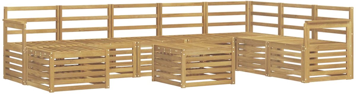 vidaXL Buiten - bank - set - 9 - st - 8-zits - Wit - Massief - Acacia - Hout