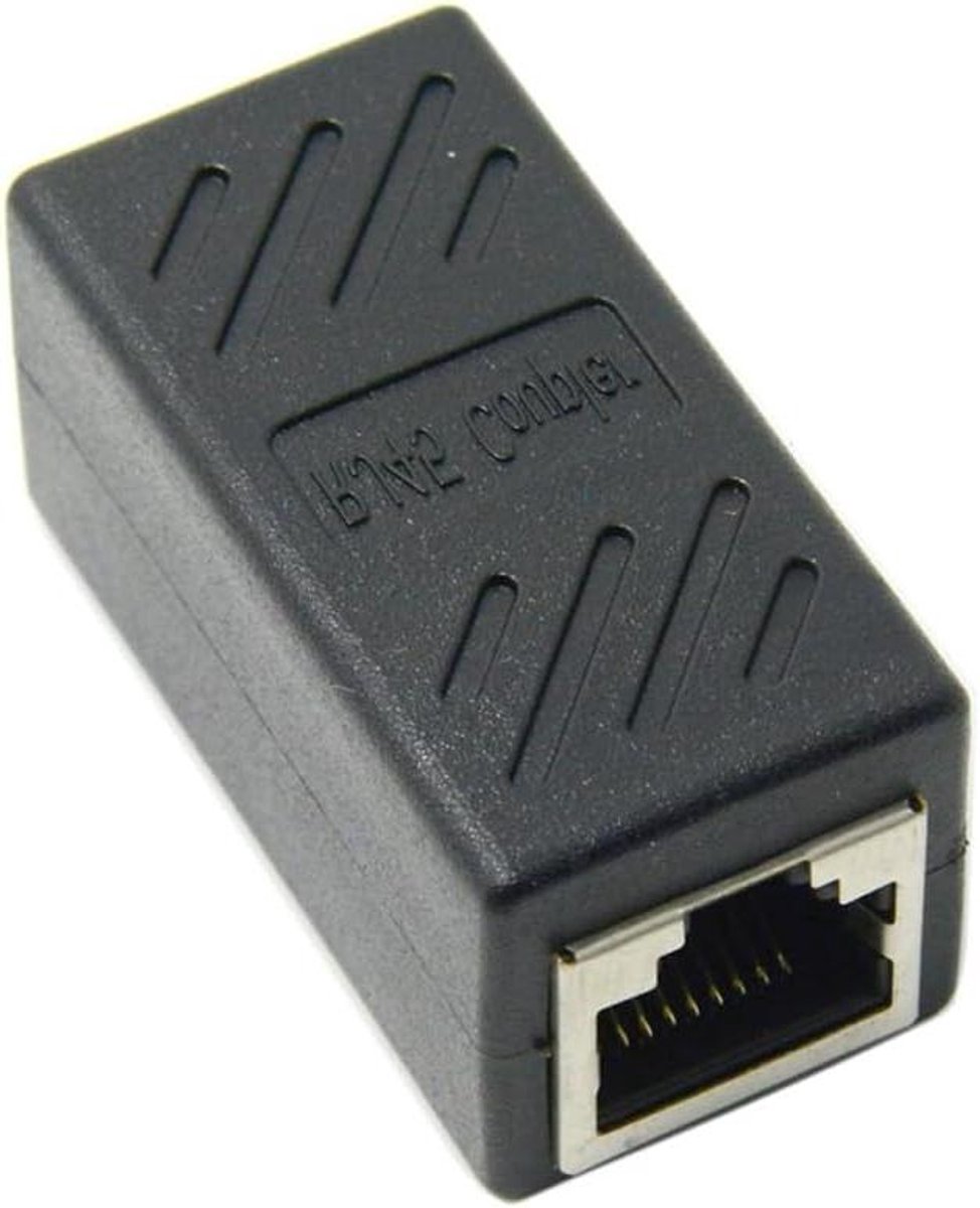 Netwerkkabel Adapter - LAN Connector - Verbind Kabels - Afgeschermd Ontwerp - Standaard Formaat - Zwart