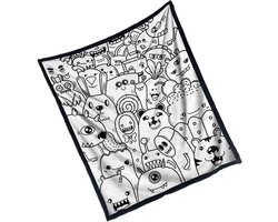 Couverture à colorier - Couverture créative - Bricolage relaxant - Lavable et durable - 150 x 127 cm - Plusieurs couleurs