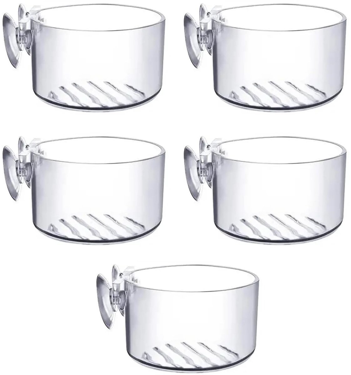 Dailygoods- Aquariumplantenhouder Set van 5 - Transparante Acryl - Voederbak voor Garnalen/Vissen - Kweekpot voor Waterplanten - Duurzaam en Robuust - Afmetingen 4,8 x 3 cm - Aquariumhouder