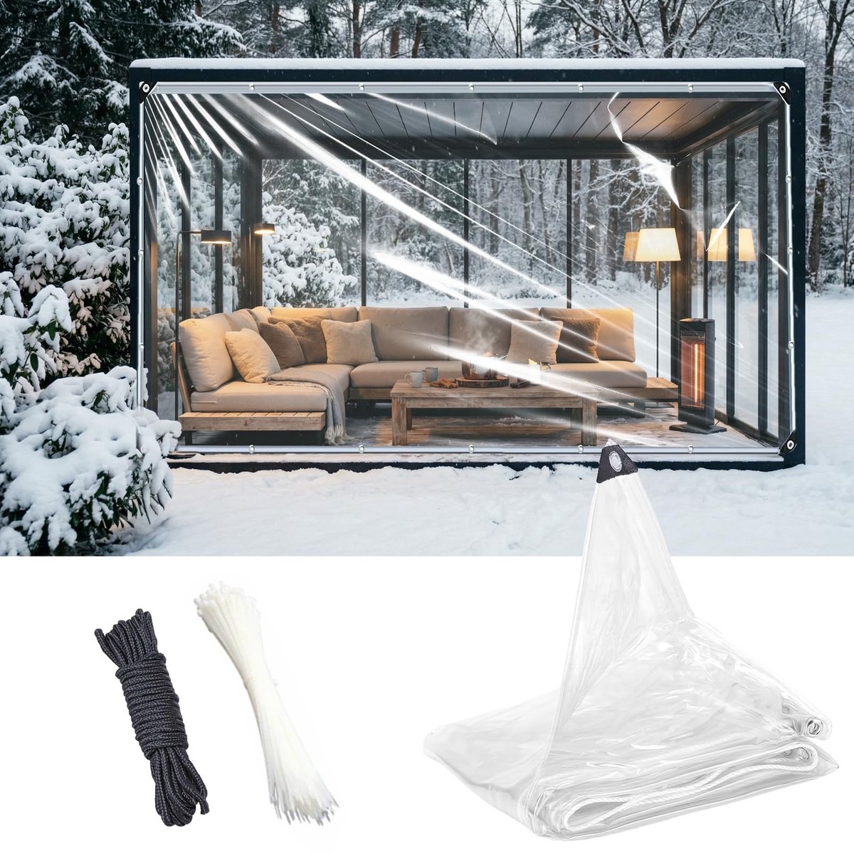 Dailygoods- PVC-vinyl-plane 6,6 × 9,8 ft - waterdichte/duurzame plane - scheurvaste kunststof - sneeuw/winddicht - ogen/versterkte randen - voor terras/veranda - Zeildoek