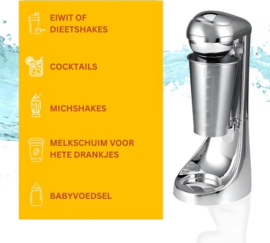 QUOVO® Milkshake Machine - Milkshake Maker 8 in 1 - Milkshake Beker 650ML - 230V - Mixed Super Goed - Makkelijk voor Thuis - 65W - Zilver - 18cm x 14cm x 37cm van Quovo — afbeelding 5