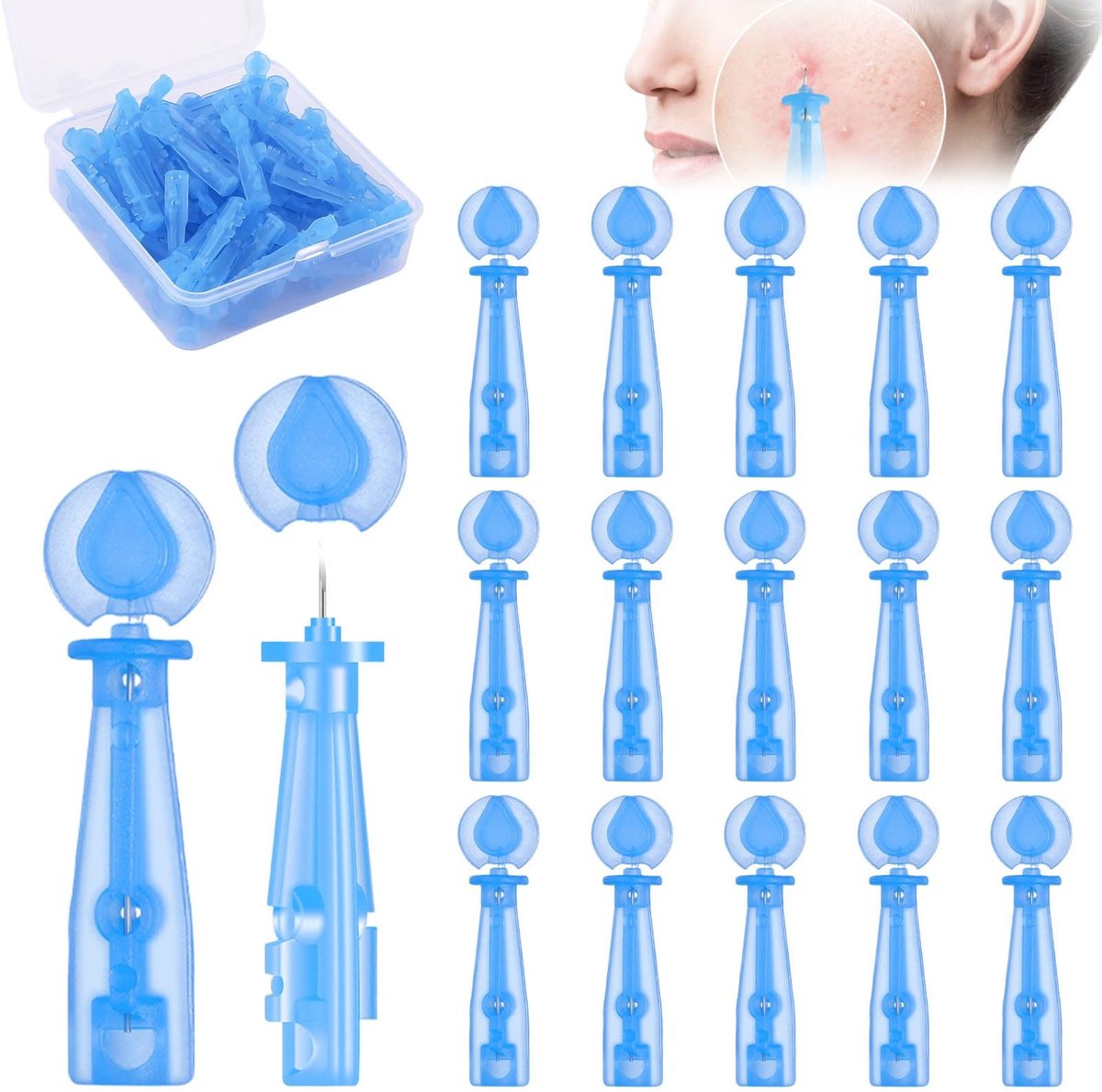 Dailygoods- Puistjesnaalden 50 Stuks - Steriele Naalden - Acnepopper - Gereedschap voor Puistjesverwijdering - Roestvrij Staal - Fijn Naalddesign - Acne Naalden