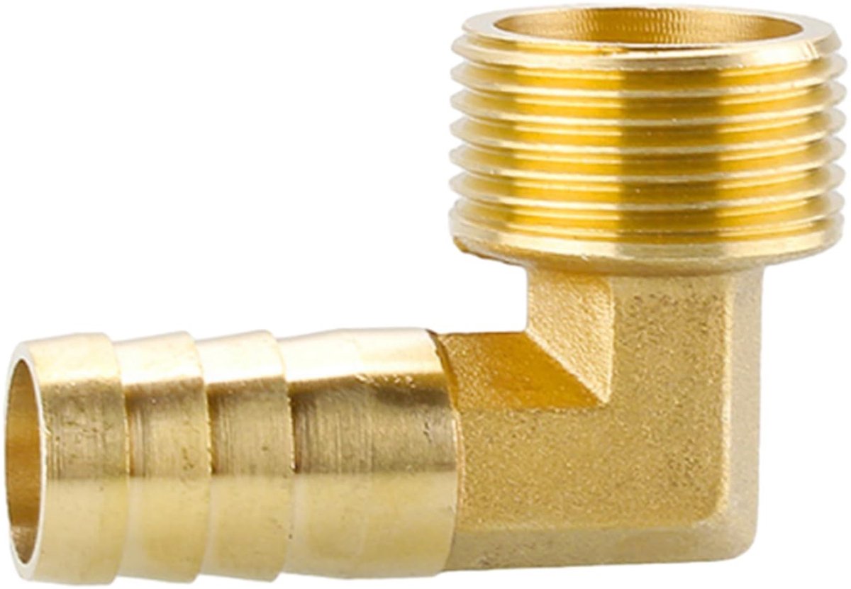 Dailygoods- Slang Fitting - Messing 3/4" Barb Elleboog 90 Graden - Buitendraad Connector - Lekvrije Verbinding - Robuuste Klemmen - Duurzaam Ontwerp - Slangconnector