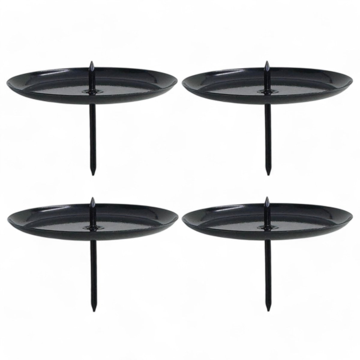 Dailygoods- Kandelaars 4-delige set - Kaarsenhouder voor advent - Kaarsensteeker met doorn - Kaarsenbord - Zwart - Ø 60 mm