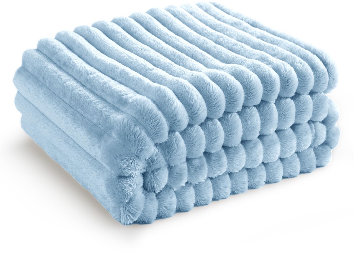 Dailygoods- Deken Zeer Zacht - Fleecedeken - Bankdeken - Warm - 150 x 200 cm - Grof Ribpatroon - Sherpa Textuur - Fleece