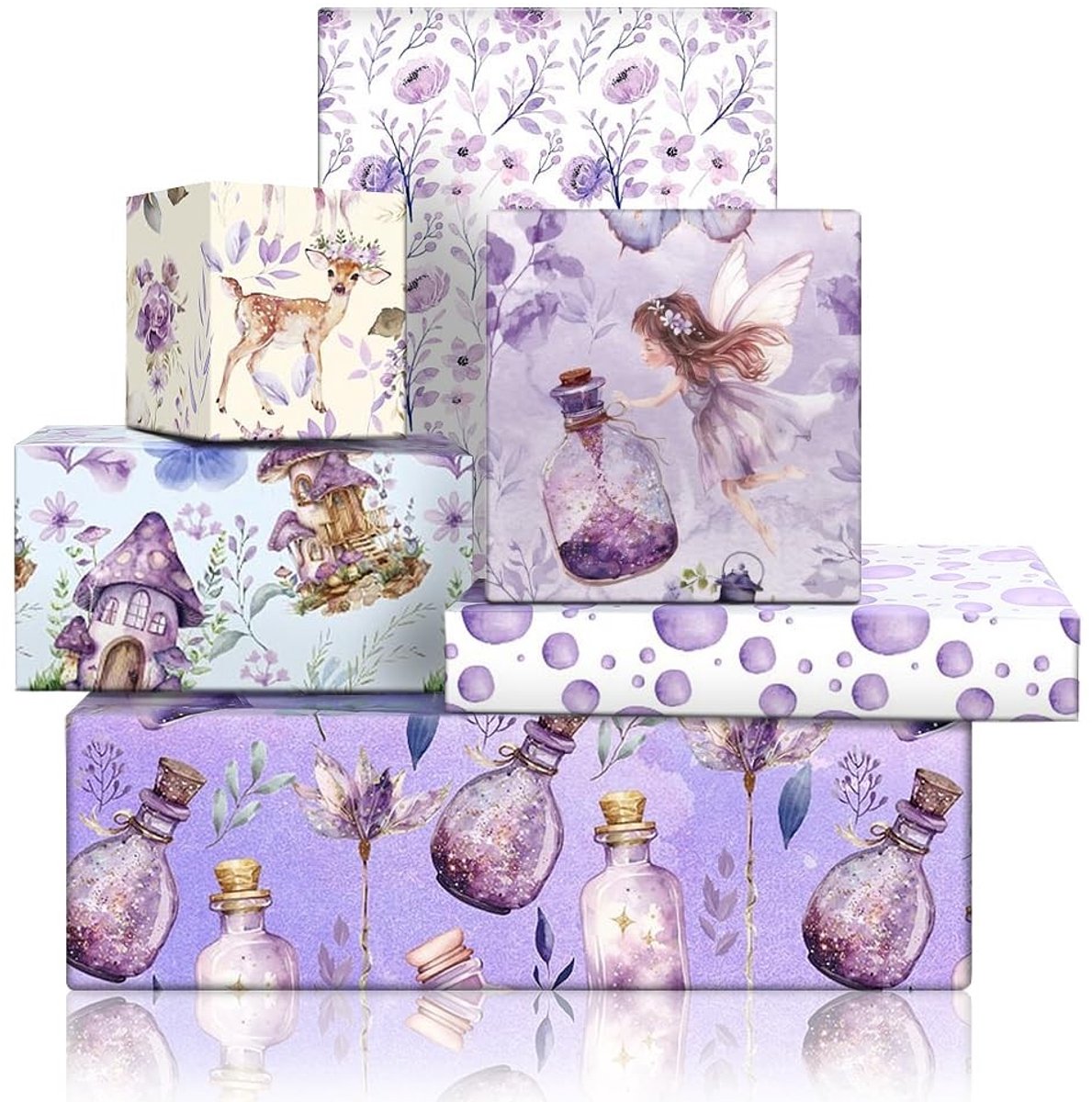 Dailygoods- Inpakpapier Verjaardag - Inpakpapier Baby - Inpakpapier Kinderen - Inpakpapier Rollen - 6 Vellen 50x70 cm - Fantasie Ontwerp - Cadeaupapier