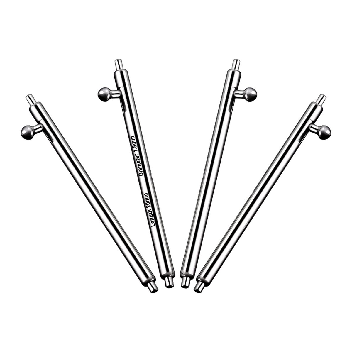 Dailygoods- Veerpennen Premium - 4 Stuks - Roestvrij Staal - Quick Release - 20 mm - 1,8 mm Ø - Accessoires voor Horloges - Horlogepennen