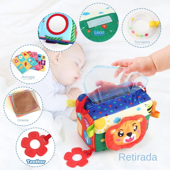 Zakdoek Speelgoed - Educatief Boek - Baby Ontwikkeling - Robuuste Materialen - 18.5 x 12.5 cm - Multicolor — afbeelding 5