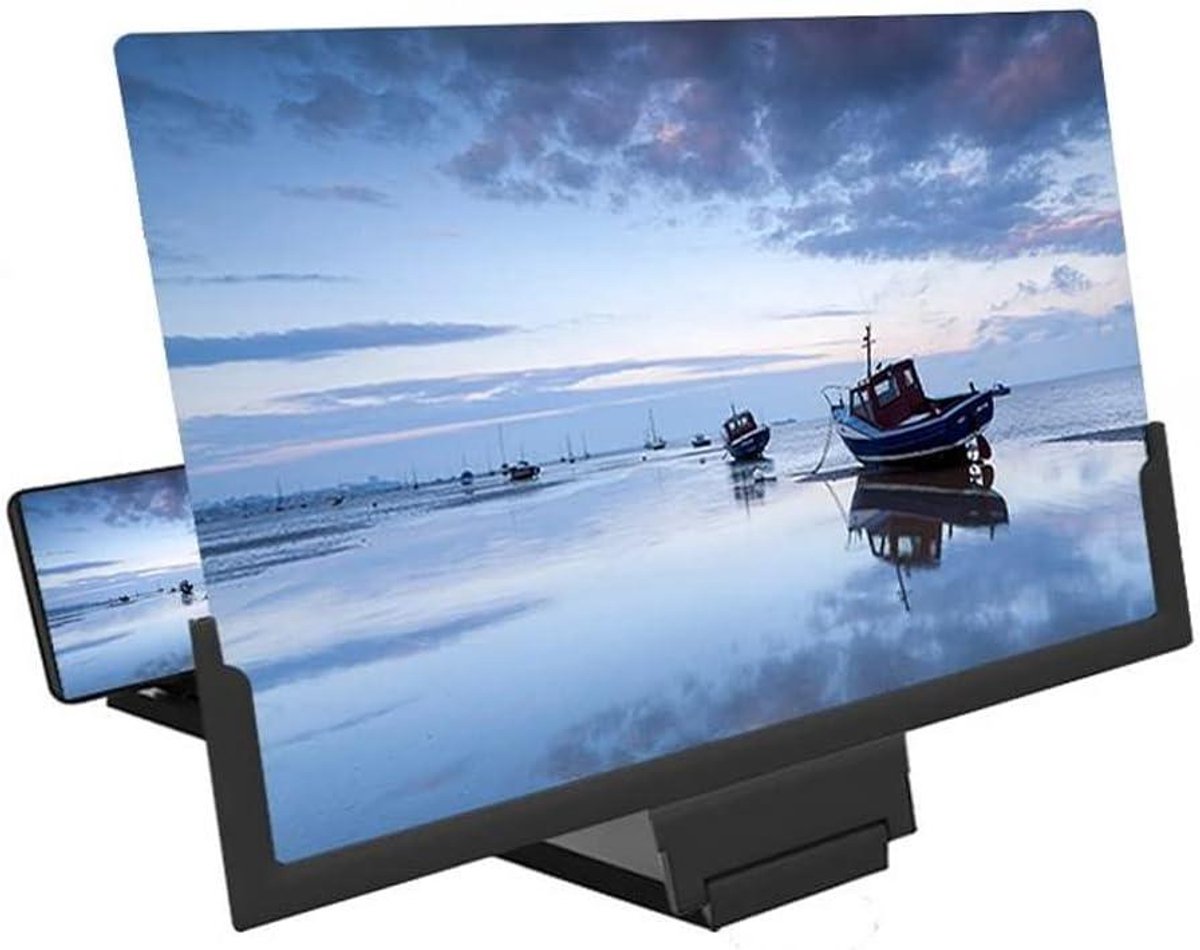 Schermvergroter Telefoon - Telefoon Projector - Films Kijken - HD Acryl 3D Lens - 10 Inch - Zwart